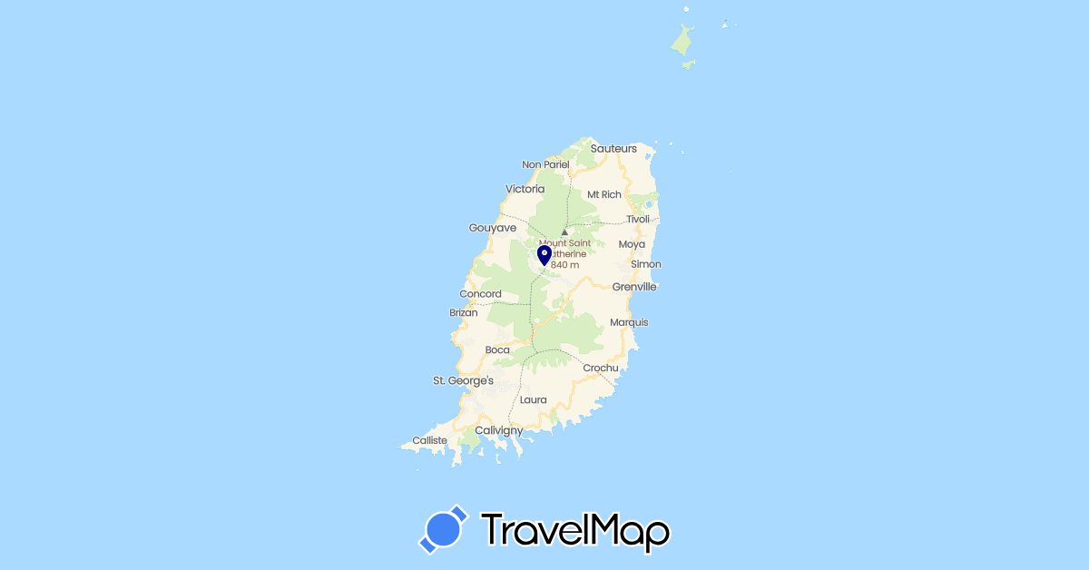 TravelMap itinerary: driving in Grenada (North America)